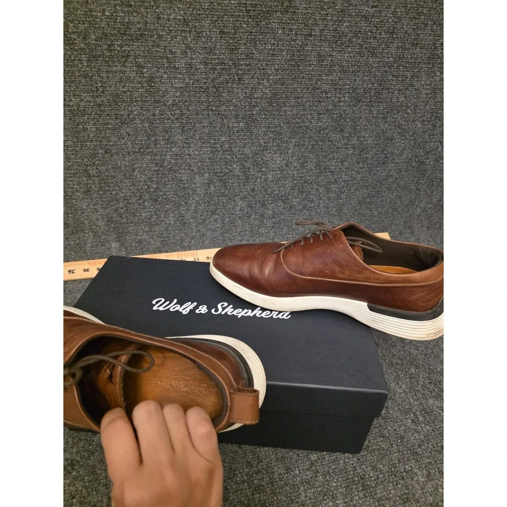 Wolf & Shepherd Shoes Mens Size 8 Brown Leather Crossover Longwing Dress Comfort